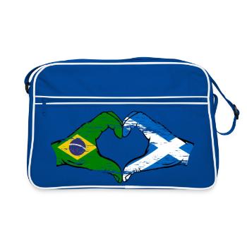 Brésil Ecosse drapeau mains forme de coeur utilisé - Sac Retro - bleu/blanc - Devant