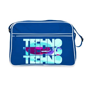 Techno Neon Muster - Retro Tasche - Blau/Weiß - Vorne