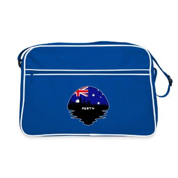 Perth Australien Flagge Skyline Silhouette Reisen - Retro Tasche - Blau/Weiß - Vorne