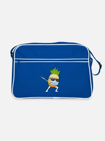 Pineapple - Retro Tasche - Blau/Weiß