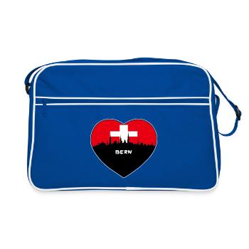 Flaggen-Skyline-Reise-Andenken Berns die Schweiz - Retro Tasche - Blau/Weiß - Vorne