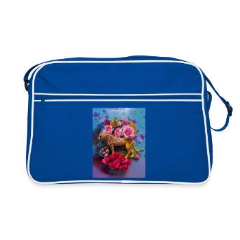 Geparden-Geburtstagsfeier - Retro Tasche - Blau/Weiß - Vorne