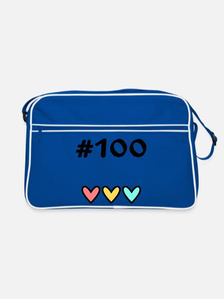 100. 100 JAHRE. 100-JÄHRIGES JUBILÄUM. 100. GEBURTSTAG - Retro Tasche - Blau/Weiß