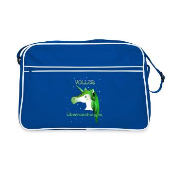 Einhorn voller Überraschungen unicorn - Retro Tasche - Blau/Weiß - Vorne