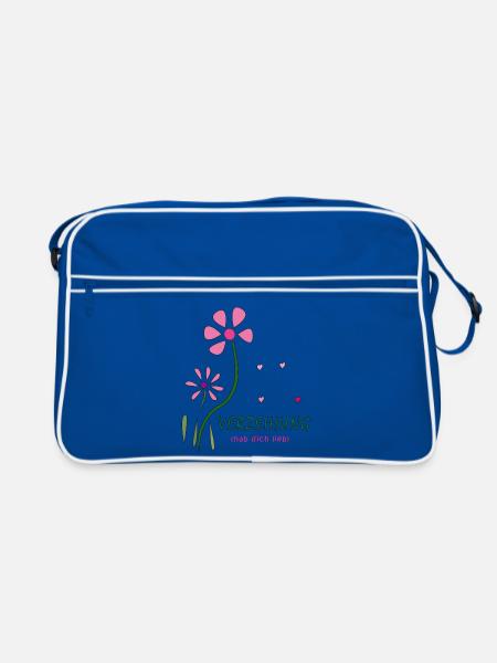 Verzeihung, Blumen - Retro Tasche - Blau/Weiß