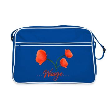 Waage Sternzeichen Waage Libra Mohn Klatschmohn - Retro Tasche - Blau/Weiß - Vorne