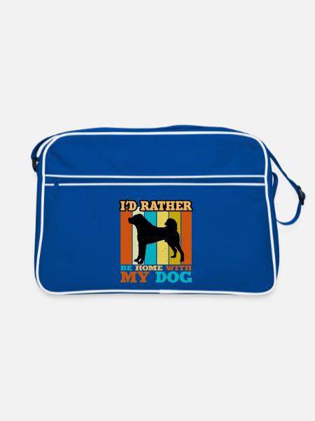 Kangal Hund Liebhaber Silhouette Vintage Sonnenuntergang - Retro Tasche - Blau/Weiß