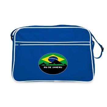 Rio De Janeiro Brasilien Flagge Skyline Silhouette Trav - Retro Tasche - Blau/Weiß - Vorne