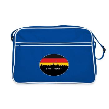 Stuttgart Deutschland Flagge Skyline Silhouette Reisen - Retro Tasche - Blau/Weiß - Vorne