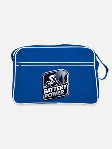 Battery Power - Retro Tasche - Blau/Weiß