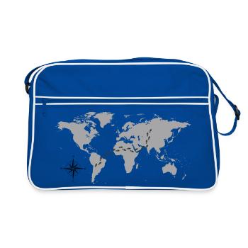 Reisender auf Weltreise - Retro Tasche - Blau/Weiß - Vorne