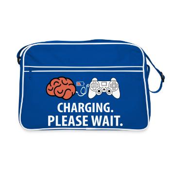 Charging Please Wait Gaming Game Computerspiel - Retro Tasche - Blau/Weiß - Vorne