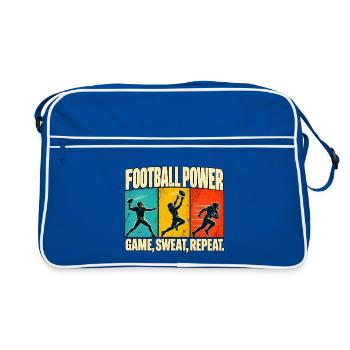 Football Power – Spiel, Schweiß, Wiederholung - Retro Tasche - Blau/Weiß - Vorne