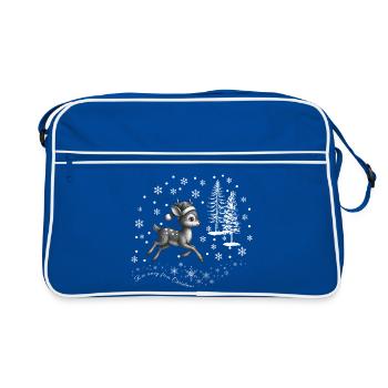 Rentier Schnee reindeer ugly Christmas Weihnachten - Retro Tasche - Blau/Weiß - Vorne