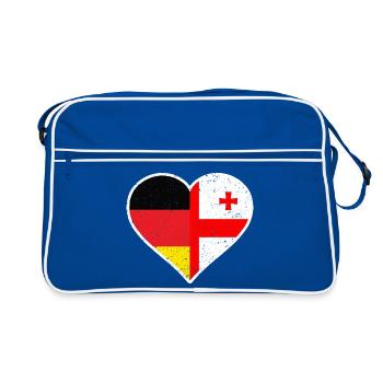 Germany Georgia Vintage Heart - Retro Tasche - Blau/Weiß - Vorne