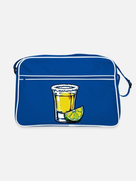 Limetten-Tequila Shot - Retro Tasche - Blau/Weiß