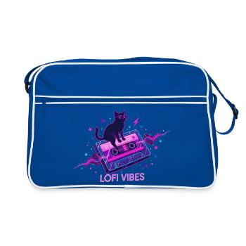 Lofi Vibes Cool Cat Kassette - Retro Tasche - Blau/Weiß - Vorne