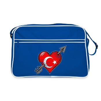 Türkei Flagge Herz mit Pfeil used look - Retro Tasche - Blau/Weiß - Vorne