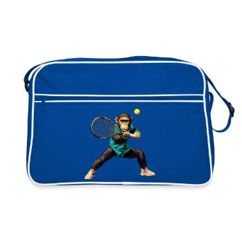Tennis Schimpanse Affen - Retro Tasche - Blau/Weiß - Vorne