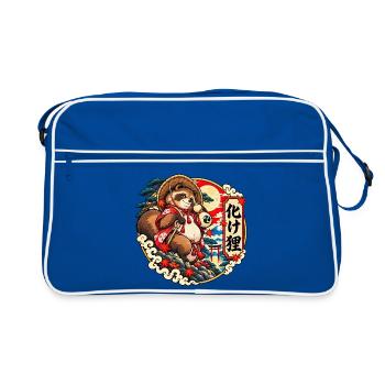 Bake Tanuki: Japans schelmischer Yokai - Retro Tasche - Blau/Weiß - Vorne