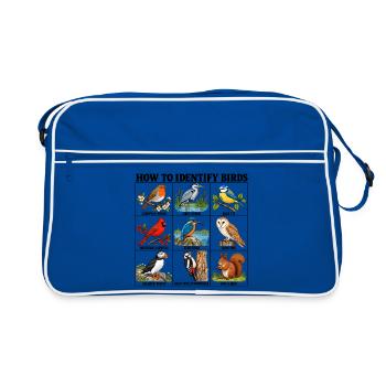 How to Identify Birds Funny Birding Birder Fitted  - Retro Tasche - Blau/Weiß - Vorne