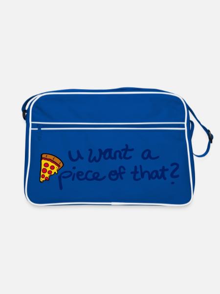 Lustiges Pizza Design für Pizza Lover - Retro Tasche - Blau/Weiß