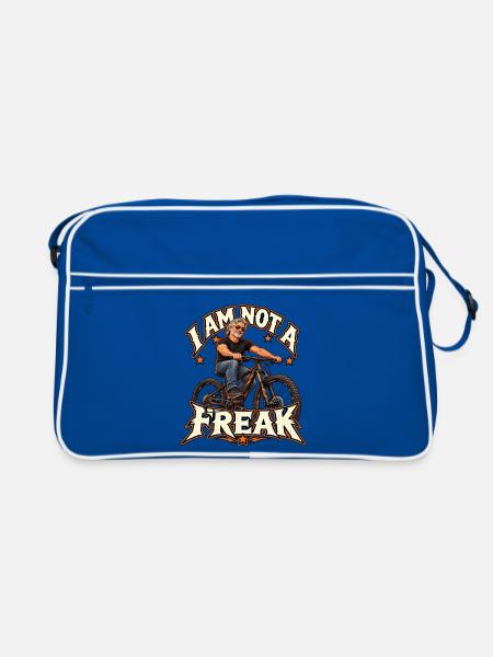 I Am Not a Freak – Bike Rebel - Retro Tasche - Blau/Weiß