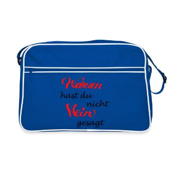 cooler Spruch - Retro Tasche - Blau/Weiß - Vorne