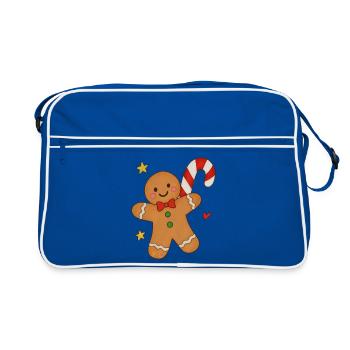 Süßer Lebkuchenmann mit Zuckerstange - Retro Tasche - Blau/Weiß - Vorne