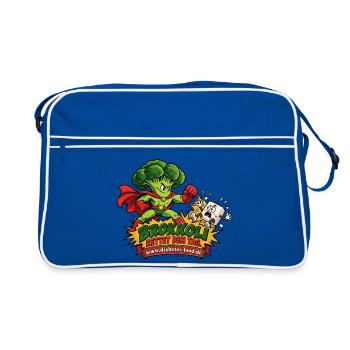 Brokkoli Superheld rettet den Tag - Retro Tasche - Blau/Weiß - Vorne