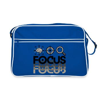 Focus – Fokus Mindset Konzentration Motivation - Retro Tasche - Blau/Weiß - Vorne