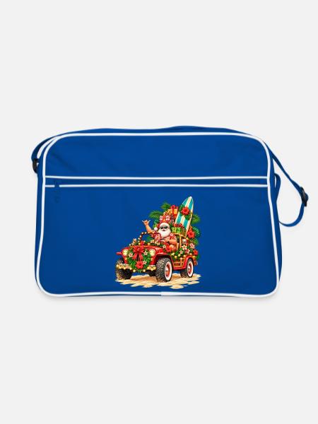Santa's Island Lieferung – tropischer Weihnachtsjeep - Retro Tasche - Blau/Weiß