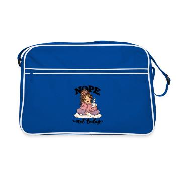 Frecher Spruch - Nope, not today - süßes girl  - Retro Tasche - Blau/Weiß - Vorne