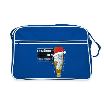 Entzündet Den Tornado Bier Exen Weihnachten Party - Retro Tasche - Blau/Weiß - Vorne