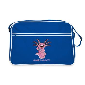 Games-o-lotl Fun Gaming-axolotl-spieler - Retro Tasche - Blau/Weiß - Vorne