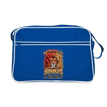 Der Schmerz ist stark – mein Wille ist stärker - Retro Tasche - Blau/Weiß - Vorne