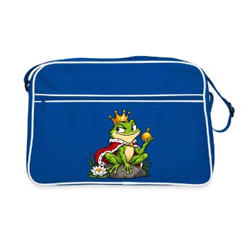Schelmischer Froschkönig - Retro Tasche - Blau/Weiß - Vorne