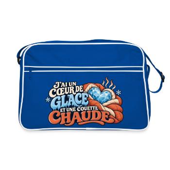 Ich habe ein Herz aus Eis und eine warme Bettdecke - Retro Tasche - Blau/Weiß - Vorne