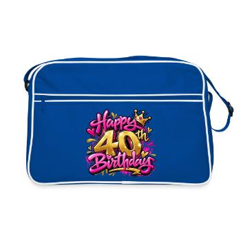 Herzlichen Glückwunsch zum 40. Geburtstag Pink Graffiti: Fab & Fierce! - Retro Tasche - Blau/Weiß - Vorne