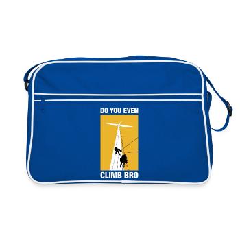 Do You Even Climb Bro Klettern Bouldern Kletterer - Retro Tasche - Blau/Weiß - Vorne