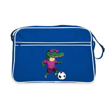 Alligator Fussball Krokodil - Retro Tasche - Blau/Weiß - Vorne