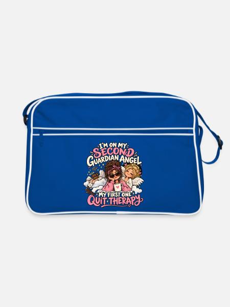 Ich bin in meiner zweiten Schutzengel-Therapie - Retro Tasche - Blau/Weiß