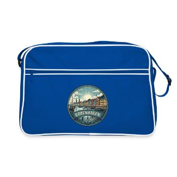 Kopenhagen, Dänemark Reiseabzeichen Nyhavn Souvenir - Retro Tasche - Blau/Weiß - Vorne