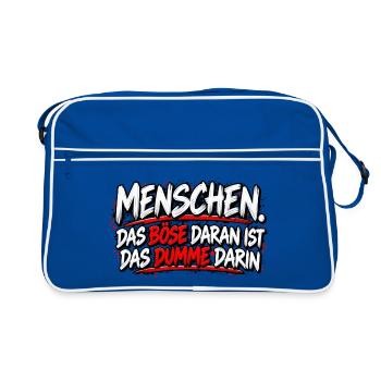 Menschen: Das Böse im Dummen - Retro Tasche - Blau/Weiß - Vorne