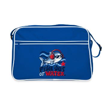Fisch Out of Water mit Kopfhörern - Retro Tasche - Blau/Weiß - Vorne