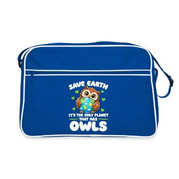  Rette Die Erde, Sie Ist Der Einzige Planet, Auf - Retro Tasche - Blau/Weiß - Vorne