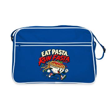 Pasta essen, schneller laufen - Retro Tasche - Blau/Weiß - Vorne
