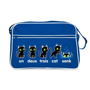 Un Deux Trois Katzen Sink - Retro Tasche - Blau/Weiß - Vorne