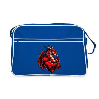 Feuerdrache Kraftbild - Retro Tasche - Blau/Weiß - Vorne