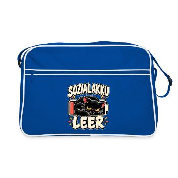 Sozialakku leer Katze - Retro Tasche - Blau/Weiß - Vorne
